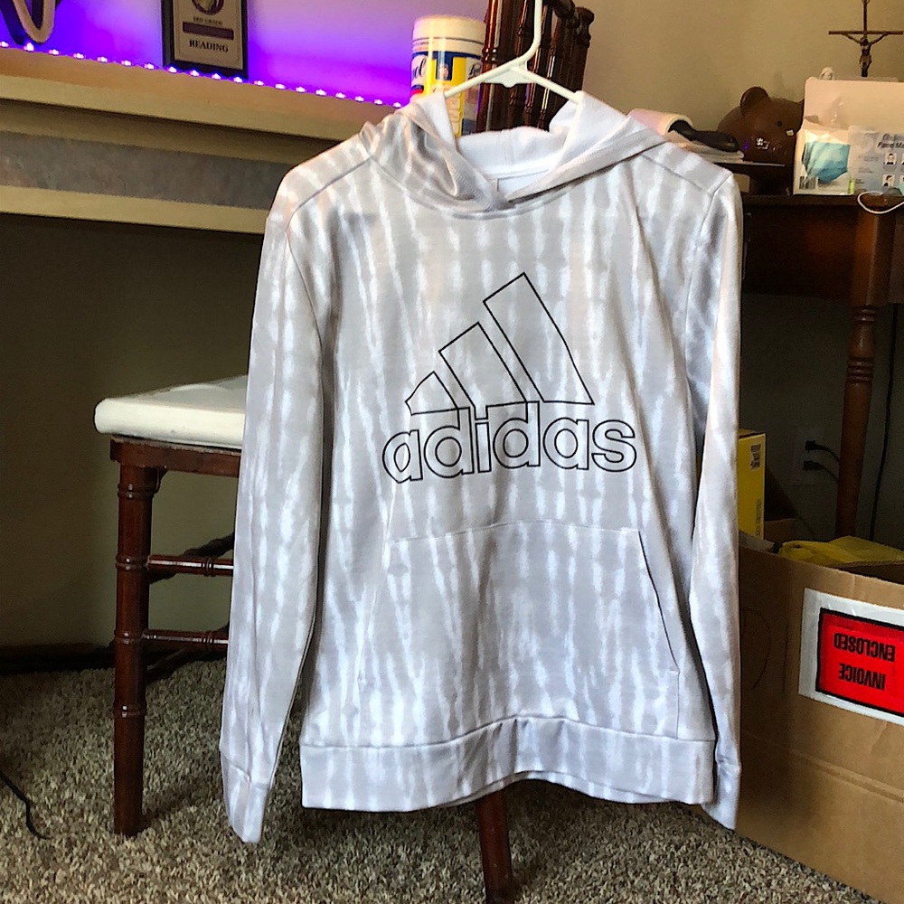 (Used)  Adidas White and Gray Hoodie  (Y)